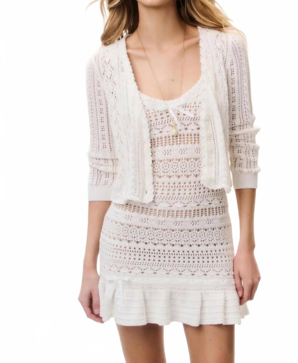 NEW LOVESHACKFANCY danilara cotton crochet cardigan in coastal sand